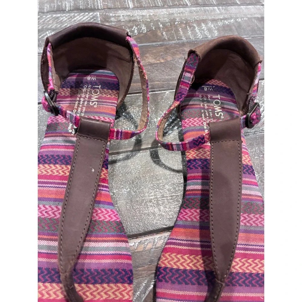 TOMS Women's Ankle Strap Sandals Size 8 Multi Color Fabric Casual‎ Shoes - Picture 3 of 6